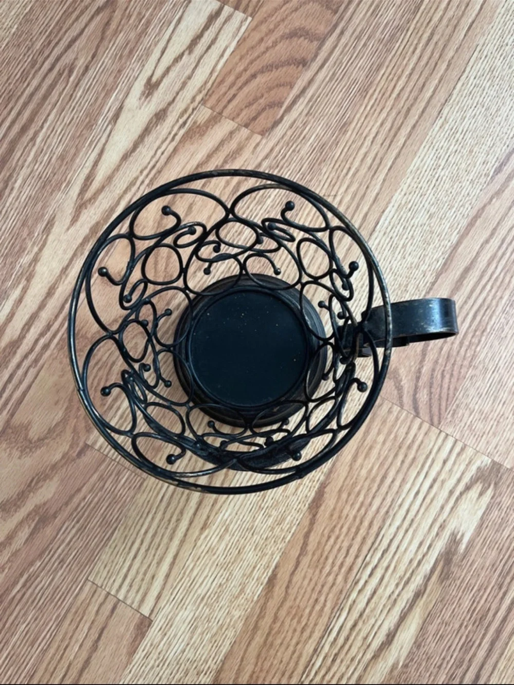 Decorative Metal Coffee Holder - Brown with Gold Accents